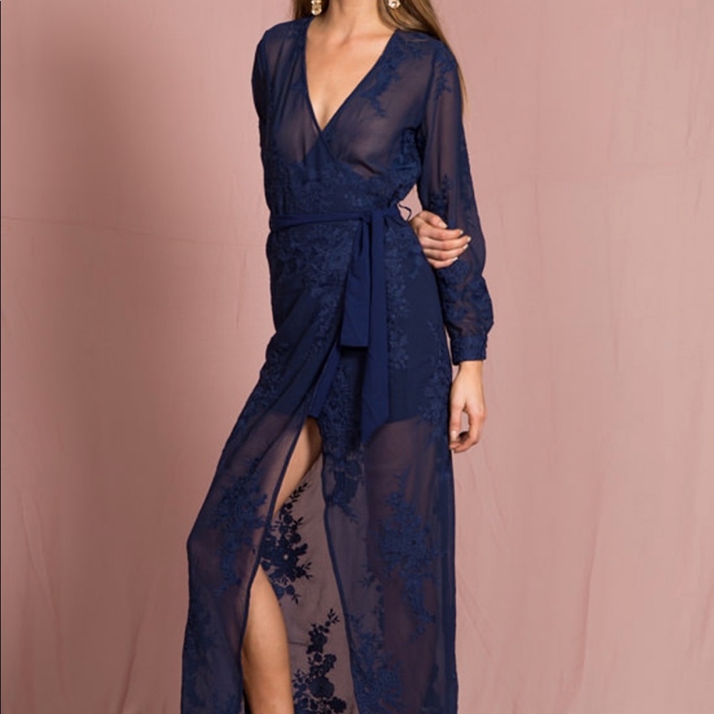 Lioness navy blue wrap dress.
